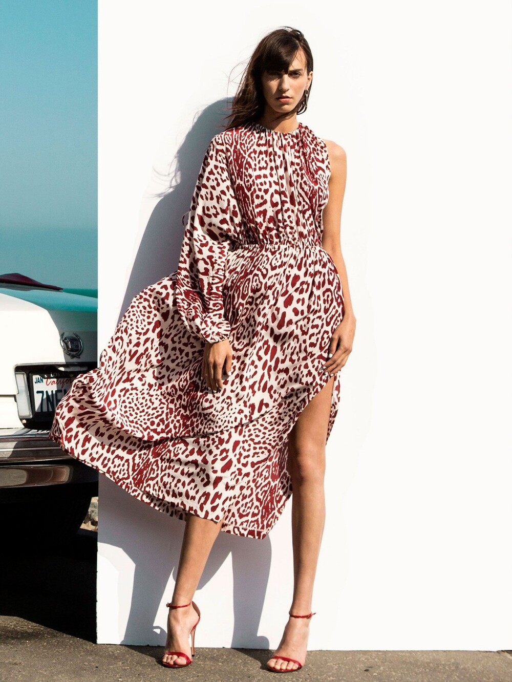 Robert Rodriguez Pink and White Silk Leopard-Print Maxi Dress Size S